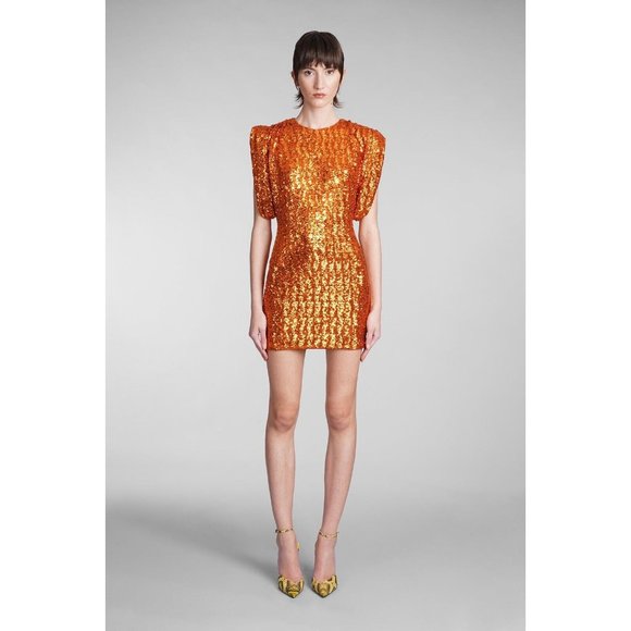 THE ATTICO Annie Mini Dress Orange Sequin - Picture 6 of 7